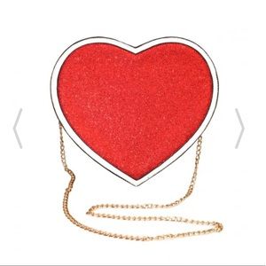 NWOT Collectif Red Glitter Heart Purse
